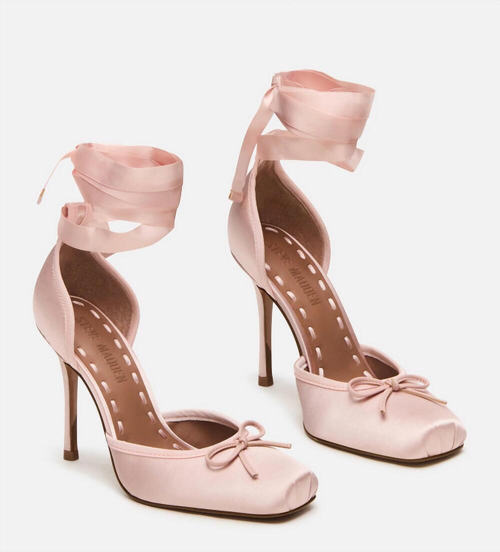 NEW STEVE MADDEN women's larina pump heel in pink satin